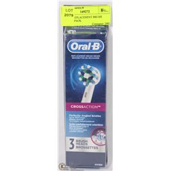 ORAL B REPLACEMENT BRUSH HEADS 3 PACK