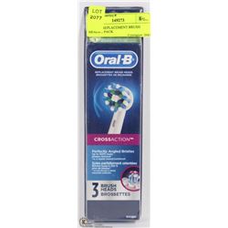 ORAL B REPLACEMENT BRUSH HEADS 3 PACK