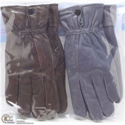 2PK LADIES LEATHER GLOVES SMALL