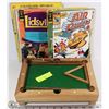 Image 1 : MINIATURE POOL TABLE W/ A COLLECTION OF VINTAGE