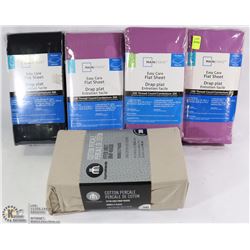 COLLECTION OF SHEETS INCL 3 TWIN FLAT SHEETS, DBL