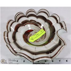 BROWN SWIRLED ART GLASS BOWL