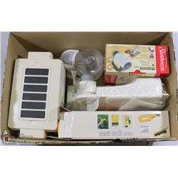 BOX OF MISCELLANEOUS HOME ITEMS INCLUDING, HAND