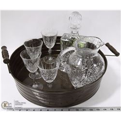 6 PIECE CRYSTAL PITCHER/DECANTER/ 4 GLASSES
