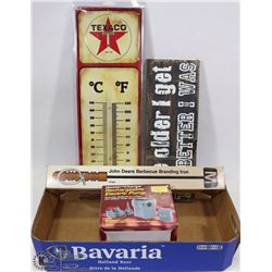 TEXACO THERMOMETER 6"X18", PLAQUE "OLDER I GET"