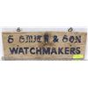 Image 1 : ANTIQUE WOOD SIGN S.SMITH & SON WATCH MAKERS