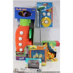 NEW CHILDRENS TOYS INCL DLX GOLF SET, PLAY SET