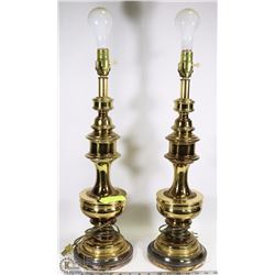 2 MID CENTURY BRASS LAMPS (HEAVY) NO SHADES