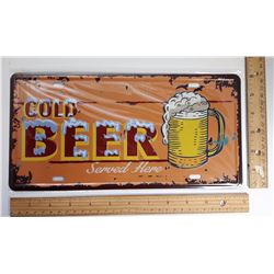 #6 - VINTAGE STYLE COLD BEER TIN SIGN
