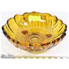 Image 1 : LARGE AMBER GLASS FOOTED BOWL.  11" DIAMETER.