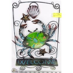 METAL & STAINED GLASS HANGING CRAB