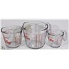 Image 1 : 3 PC ANCHOR HOCKING FIRE KING GLASS MEASURING CUP