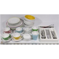 KIDS PORCELAIN DISH SET W/CUTLERY SET