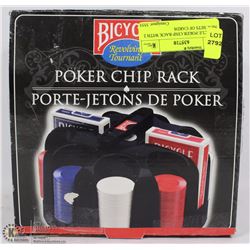 BICYCLE POKER CHIP RACK WITH 2 NEW SETS OF CARDS