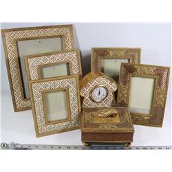 FLAT OF MATCHING GOLD TONE DECOR INC 5 FRAMES,