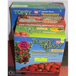 LOT OF 3 UPSIDE DOWN HANGING PLANTERS INCL 1 TOPSY