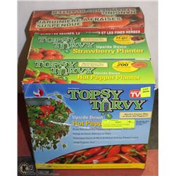 LOT OF 2 TOPSY TURVY UPSIDE  HANGING PLANTER & 1