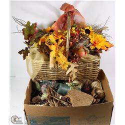 LARGE BASKET WITH FLORAL AND BOX WITH MORE