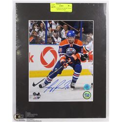 MATTED EDMONTON OILERS TEDDY PURCELL SIGNED ACTION