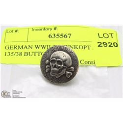 GERMAN WWII TOTENKOPT SS 135/38 BUTTON
