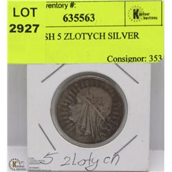 1932 POLISH 5 ZLOTYCH SILVER COIN