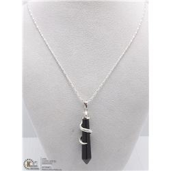 2" BLACK AGATE SNAKE WRAPPED BULLET SHAPED PENDANT