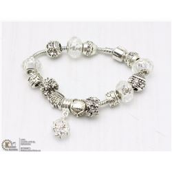 PANDORA STYLE BRACELET W/ SILVER TONED & CLEAR