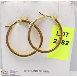 .925 STERLING SILVER GOLD TONED HOOP EARRINGS