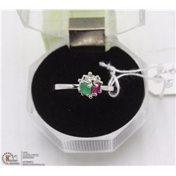 48-RUBY,EMERALD,CZ .925 STERLING SILVER