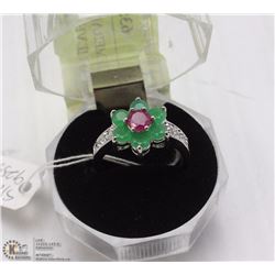 47-RUBY,EMERALD,CZ .925 STERLING SILVER