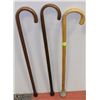 Image 1 : THREE ASSORTED WOOD WALKING CANES