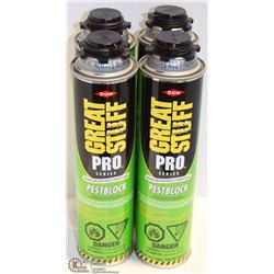 LOT OF 4 CANS OF DOW GREAT STUFF PEST BLOCK PRO