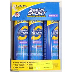 LOT OF 3 COPPERTONE SPORT SPF 30 CONTINUOUS