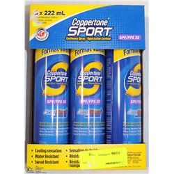 LOT OF 3 COPPERTONE SPORT SPF 30 CONTINUOUS