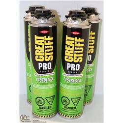 LOT OF 4 CANS DOW GREAT STUFF PEST BLOCK PRO