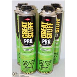 LOT OF 4 CANS DOW GREAT STUFF PEST BLOCK PRO