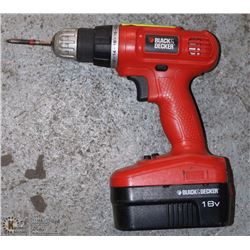 BLACK AND DECKER DRILL W/BATTERY