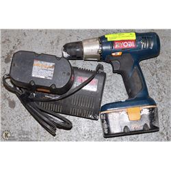 RYOBI DRILL W/ 2 BATTERIES AND CHARGER