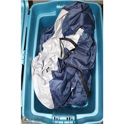 LARGE RUBBERMAID TOTE W/ BARBEQUE COVER