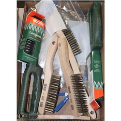 LOT OF STEEL WIRE AND ABRASIVE BRUSHES