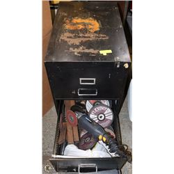 METAL FILING CABINET FULL OF MISC. GOODS