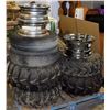 Image 1 : LOT OF 5 ASST. TIRES W/ 3 ASST. RIMS