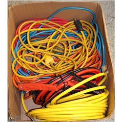 LOT OF ASST. EXTENSION CORDS AND BOOSTER CABLES
