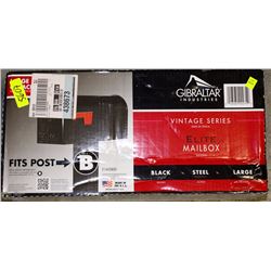 LARGE ELITE BLACK STEEL MAILBOX