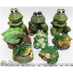 LOT OF GARDEN FROGS, FROGS AND MORE FROGS DECOR