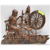 Image 1 : VINTAGE COPPER TONE WALL HANGING OF GIRL SPINNING