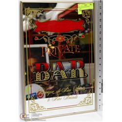 PRIVATE BAR MIRROR SIGN