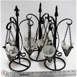 SET OF 3 WROUGHT IRON CANDLE STANDS