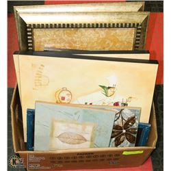 LARGE BOX OF ESTATE PICTURES AND PLAQUES