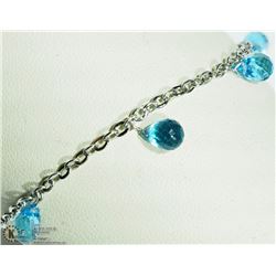 #2-10KT WHITE GOLD BLUE TOPAZ BRACELET
